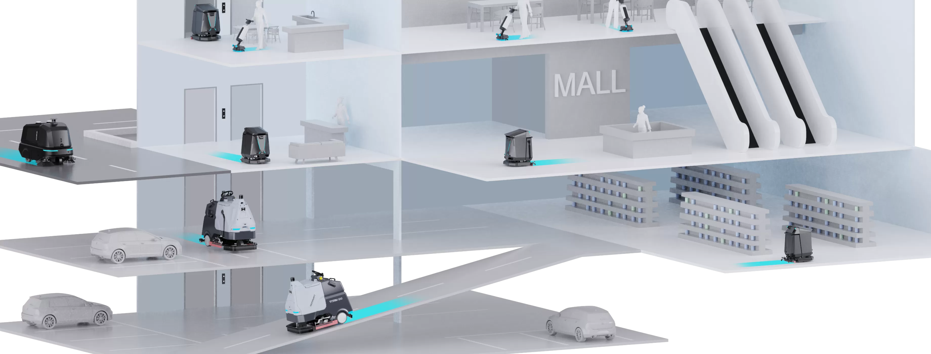 Robótica de limpieza en escenarios de complejos comerciales